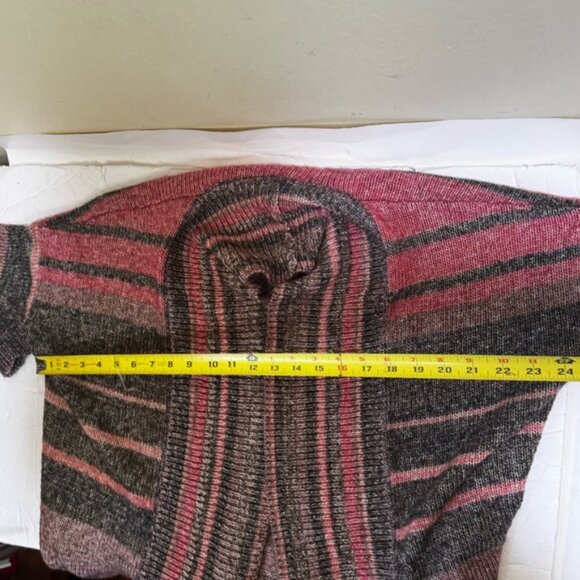 ESPRIT Open Front Stripe Cardigan Sweater Shawl Collar Pocket Cotton Soft Cozy M - Picture 15 of 16